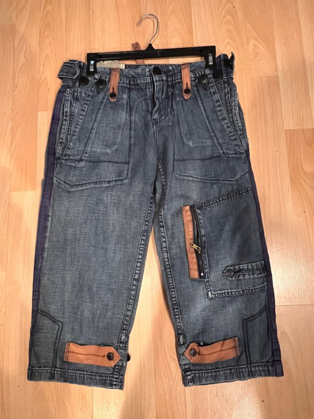 VINTAGE 90'S TOUGH JEANSMITH GRUNGE CARGO CAPRI CROPPED PANTS SZ 30